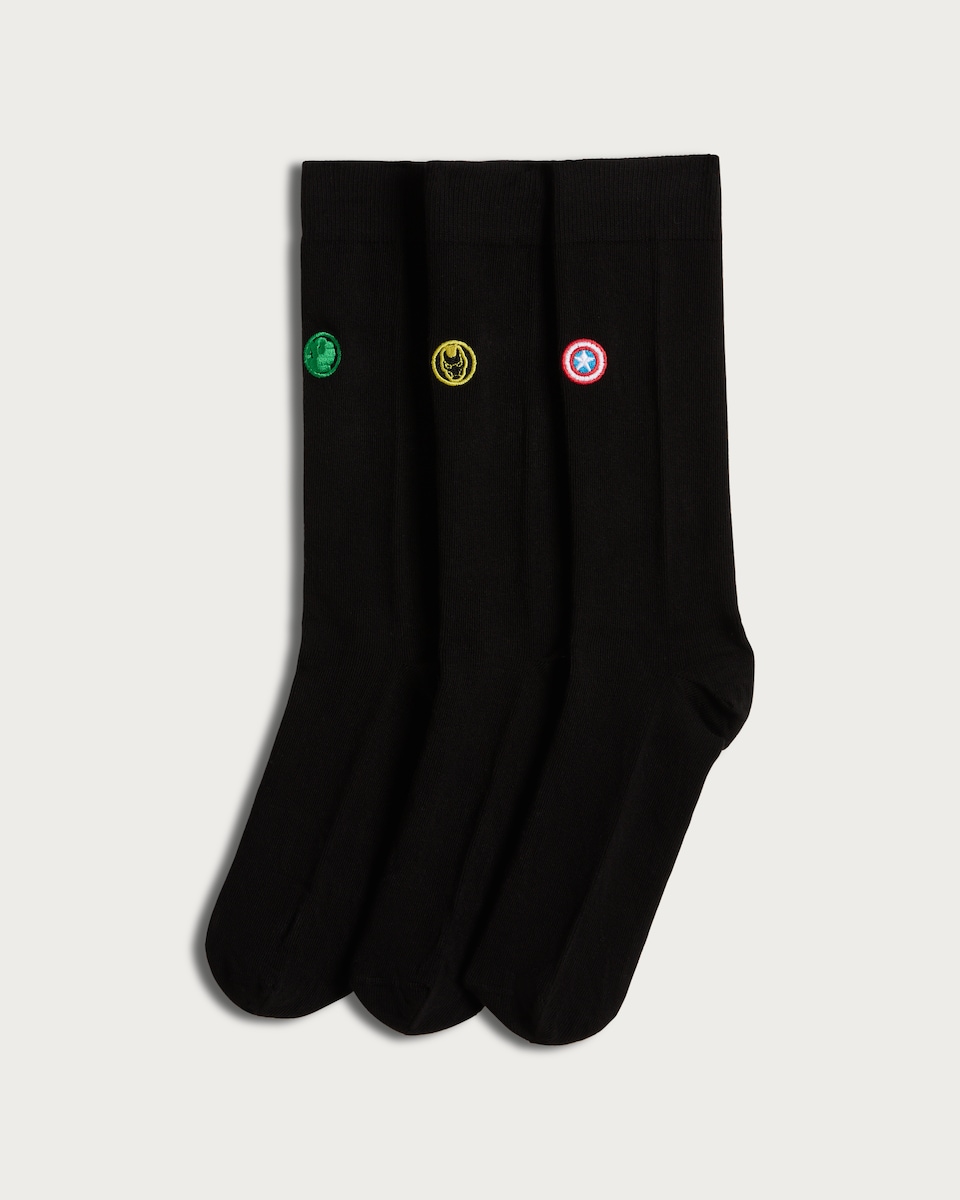 Marvel 3-Pack Superhero Embroidered Ankle Socks  in Multi