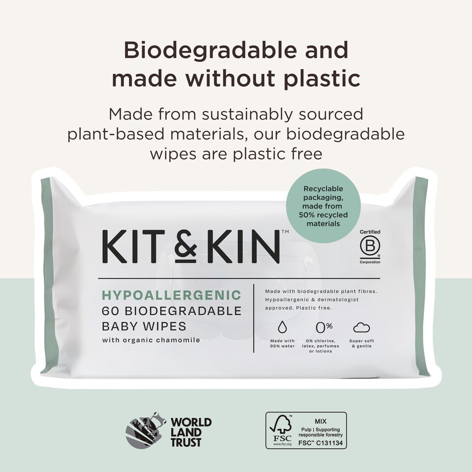 image 1 of Kit And Kin Baby Wipes 60Pk Hypo Allergenic