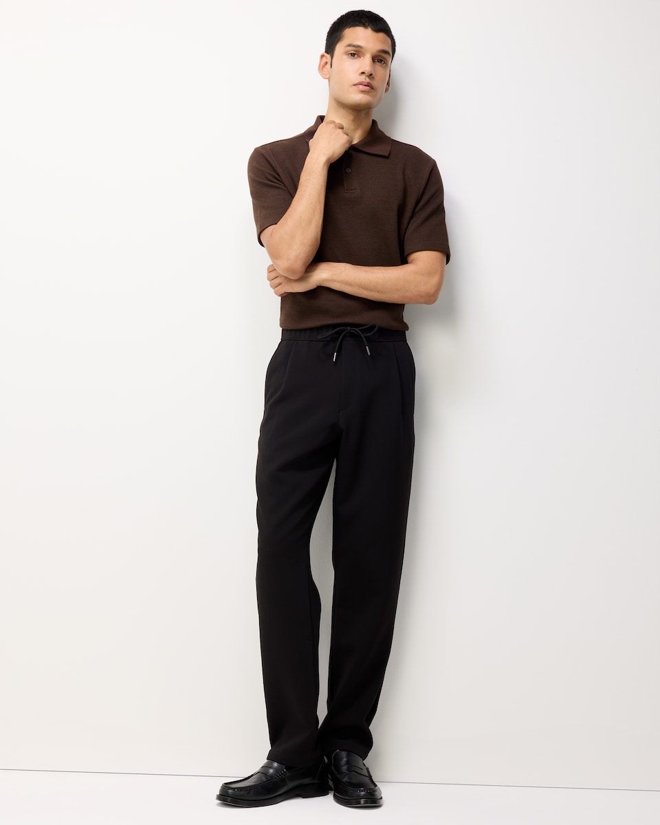 image 1 of F&F Textured Short Sleeved Polo Shirt in Brown