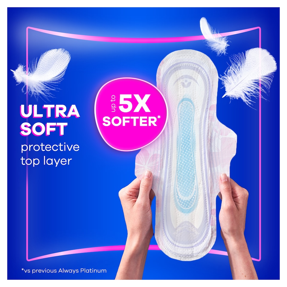 image 1 of Always Platinum Day & Night 14 Sanitary Pads With Wings Size 3