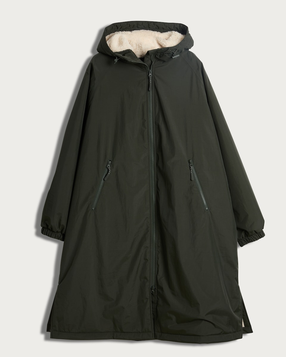 F&F Active Fleece Lined Hooded Waterproof Coat in Khaki