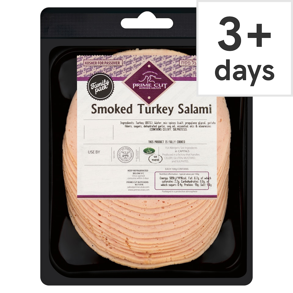 Prime Cut Kosher Smoked Turkey Salami Family Pack 220g