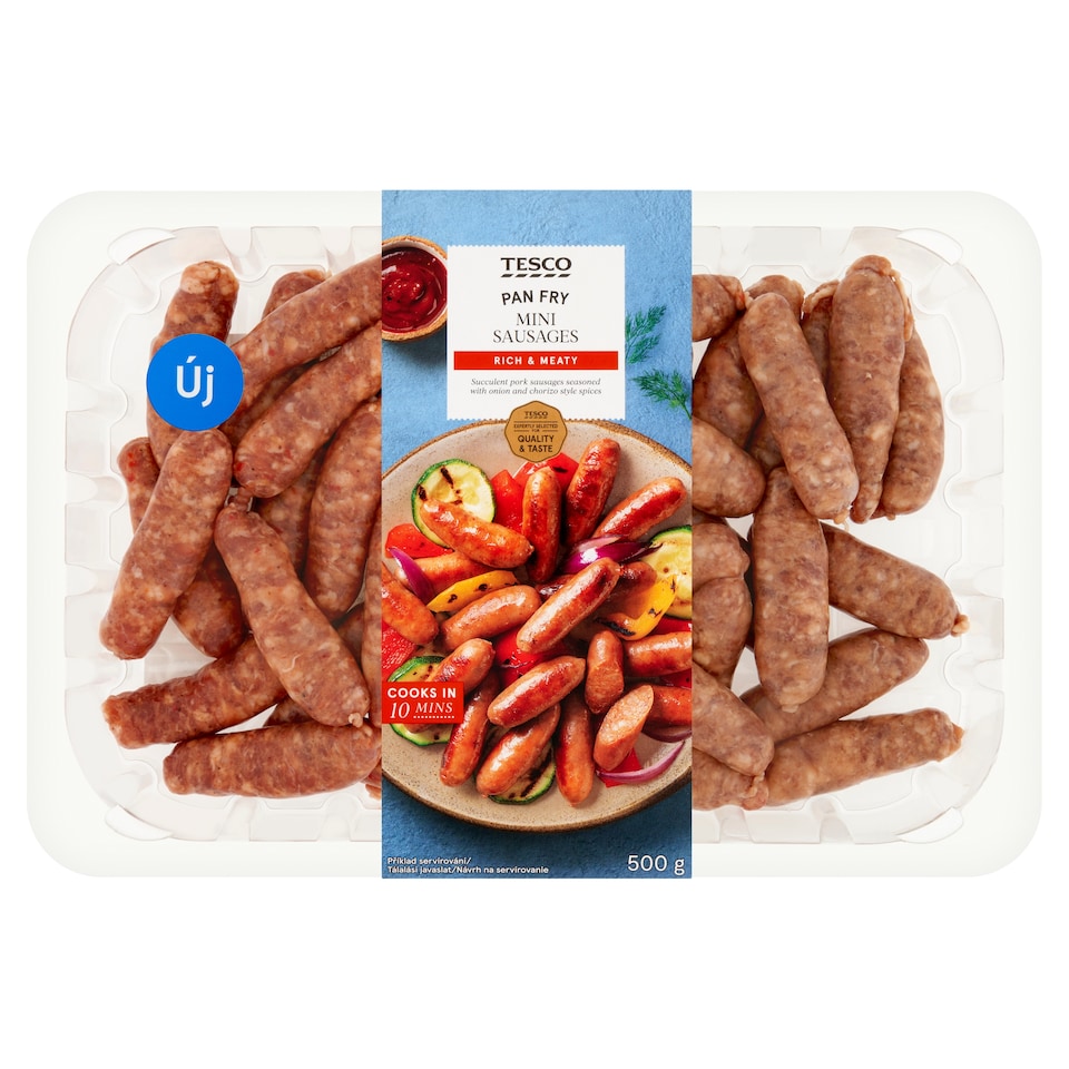 Tesco Succulent Pork Sausages Seasoned with Onion and Chorizo Style Spices 500 g