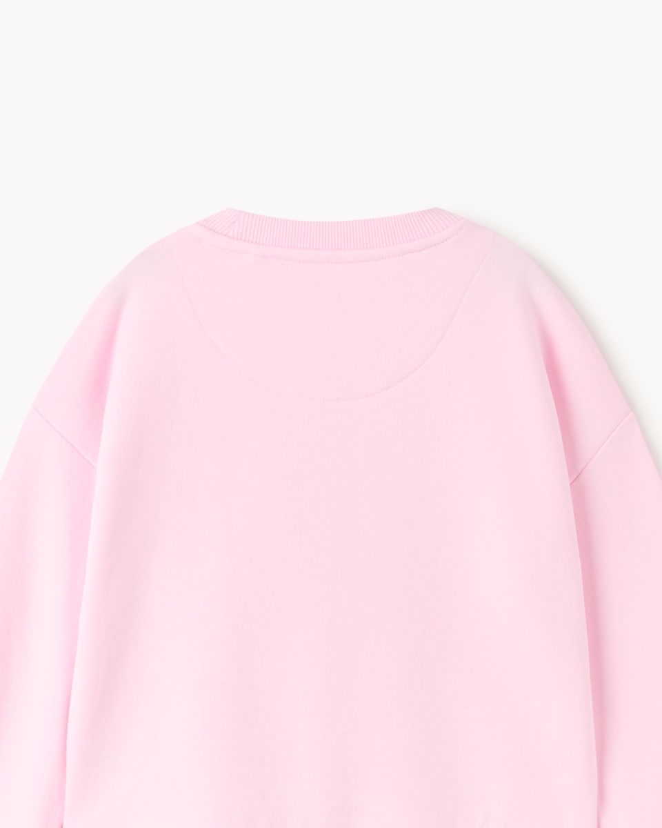 image 1 of F&F Girls Cotton Rich Lace Hem Sweatshirt in Pink