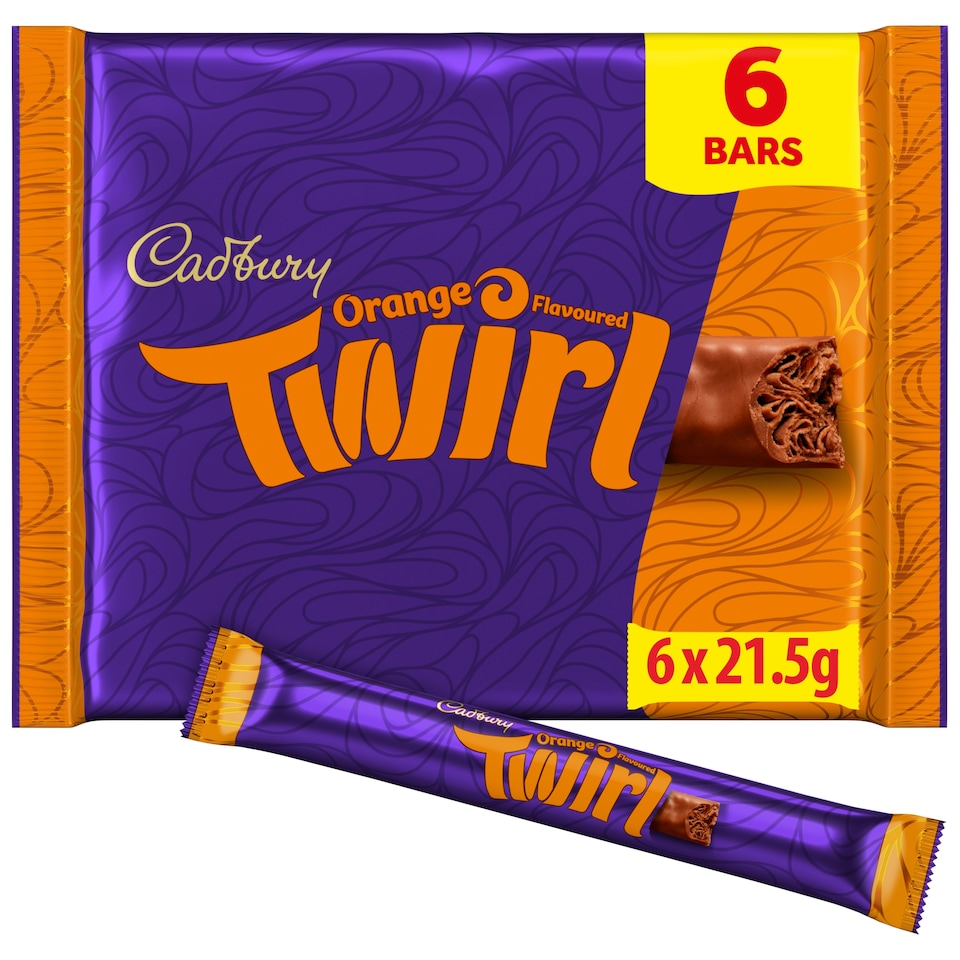 image 1 of Cadbury Twirl Orange Chocolate Bar Multipack 129g