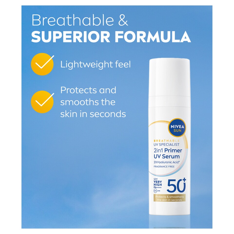 image 1 of NIVEA SUN UV Face 2in1 Daily Primer Serum SPF50+ 30ml