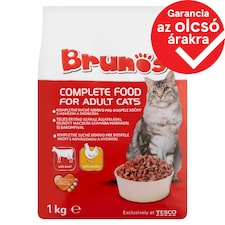 Brunos Complete Dry Pet Food for Adult Cats with Beef and Poultry 1 kg