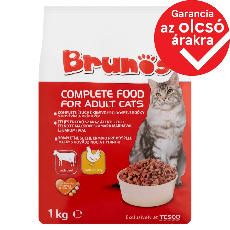 Brunos teljes értékű száraz állateledel felnőtt macskák számára marhával és baromfival 1 kg