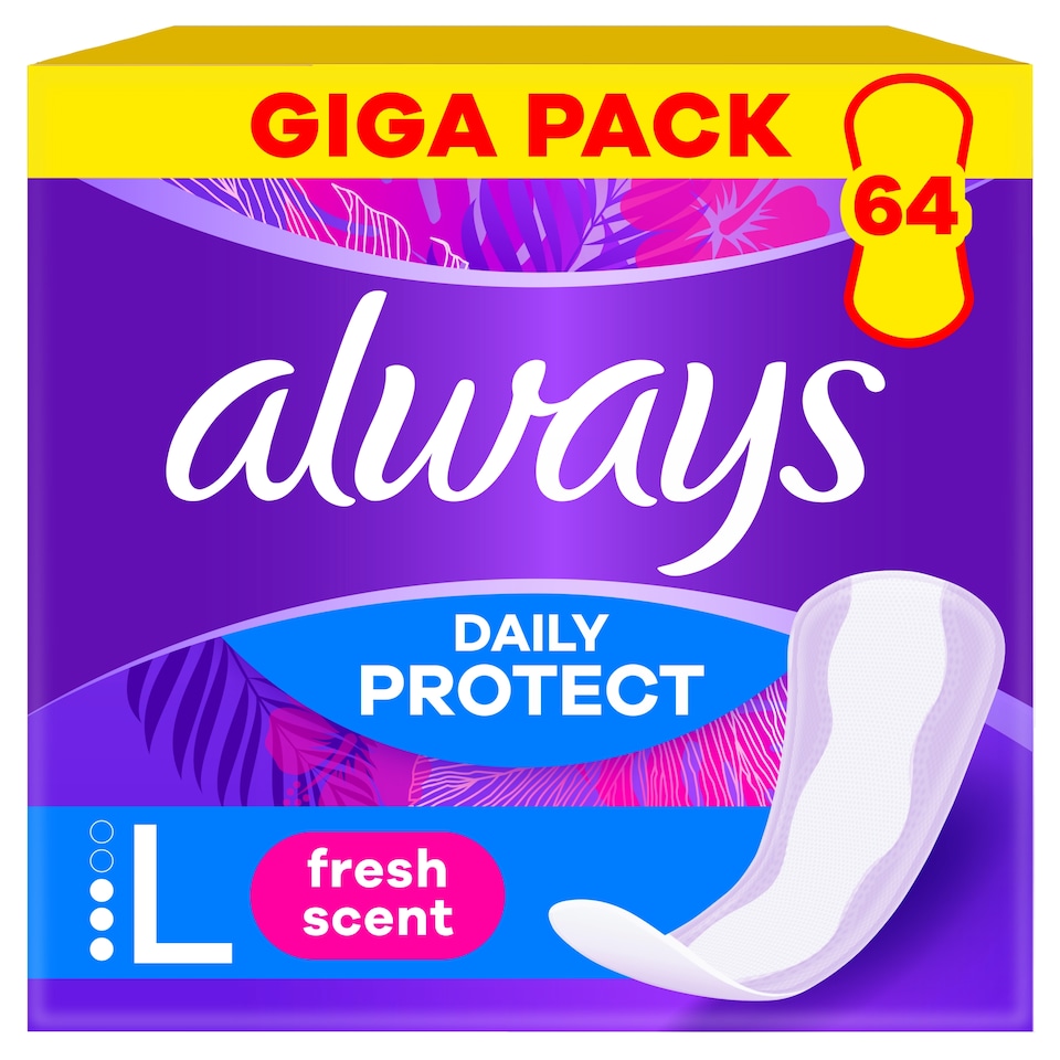 image 1 of Always Daily Protect Long With Fresh Scent Pantyliners 64 Count
