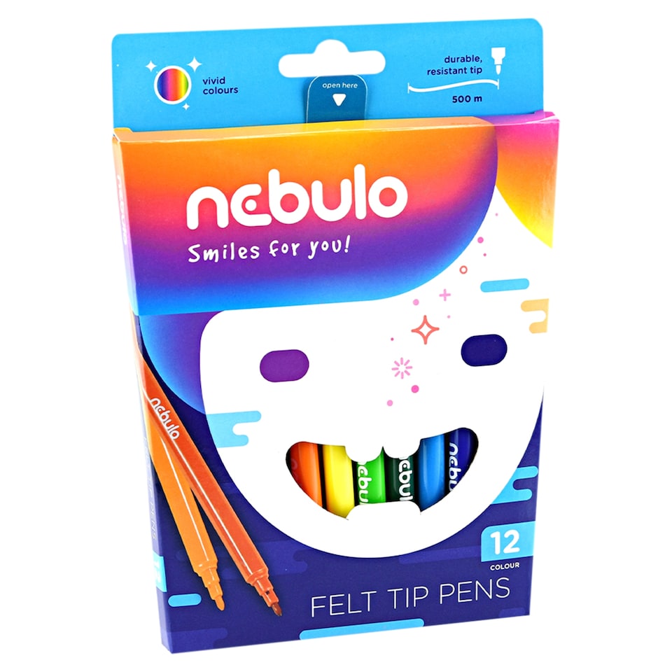 Nebulo Felt Tip Pens 12 Colours
