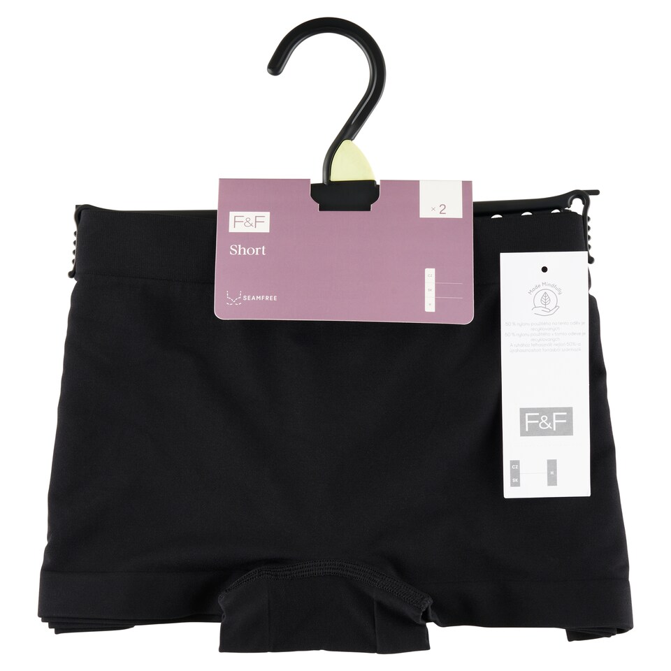 image 1 of F&F 2 Pack Brief Seamfree Short Black XL