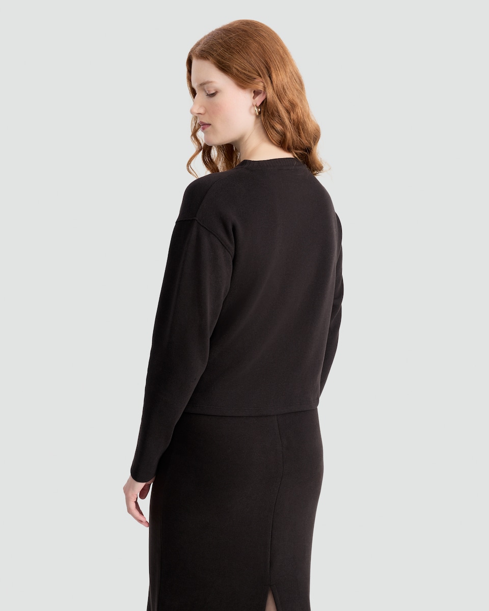 image 1 of F&F Seam Detail Crew Neck Long Sleeved Co-Ord Top in Brown