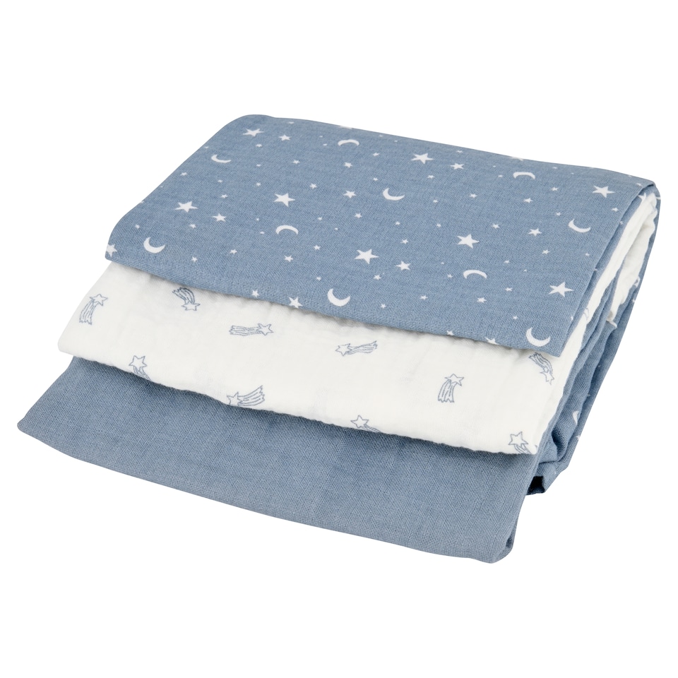 image 1 of F&F Home Star Gazer Muslins 3PK