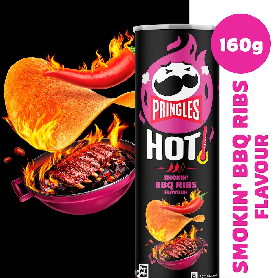 image 1 of Pringles Hot Smokin' BBQ Ribs Flavour Crisps 160g
