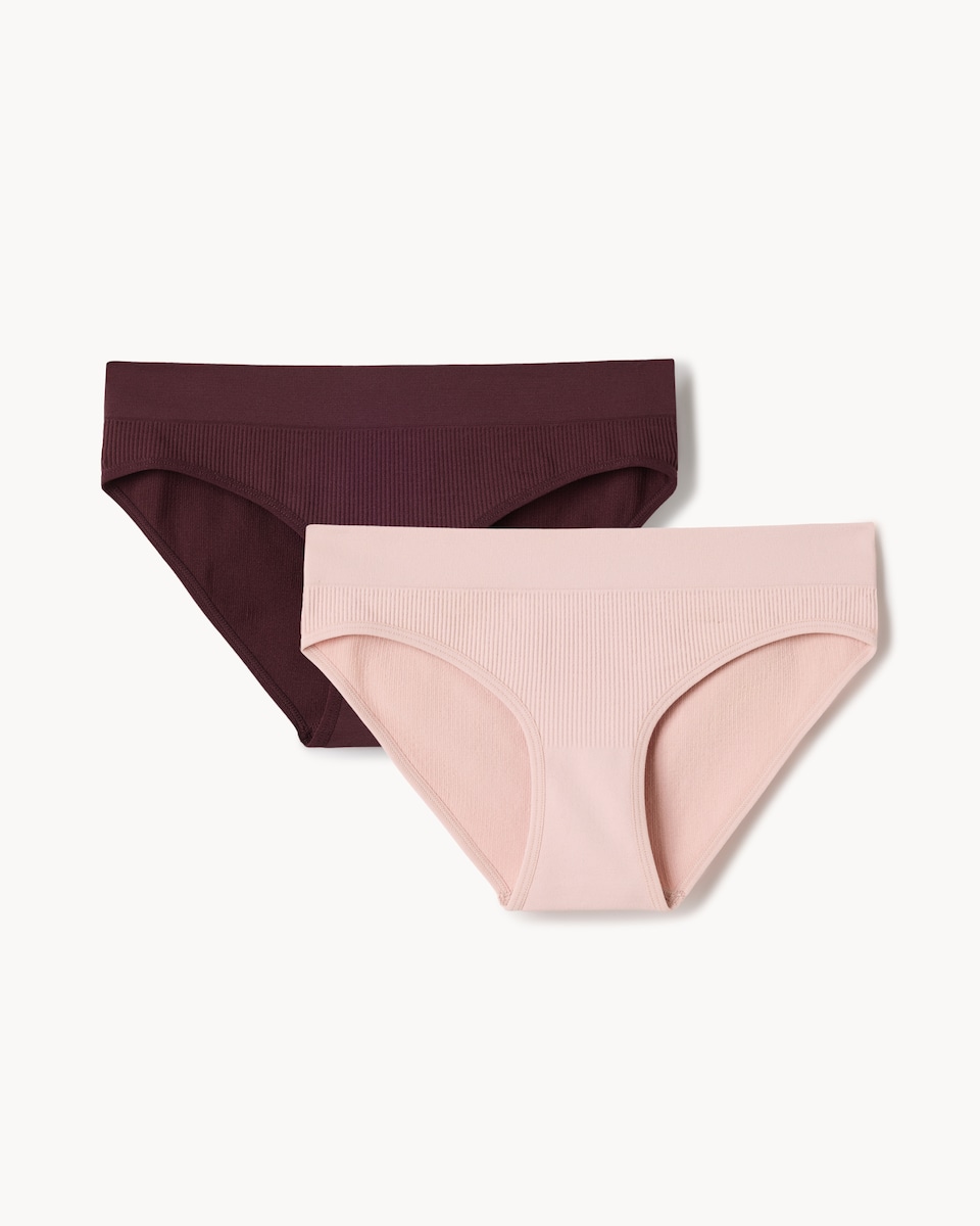 image 1 of F&F 2-Pack Ribbed High Leg Knickers in Multi