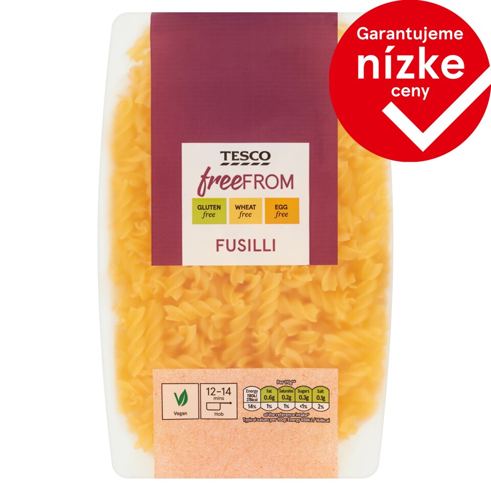 Tesco Free From Fusilli sušené bezvaječné cestoviny 500 g