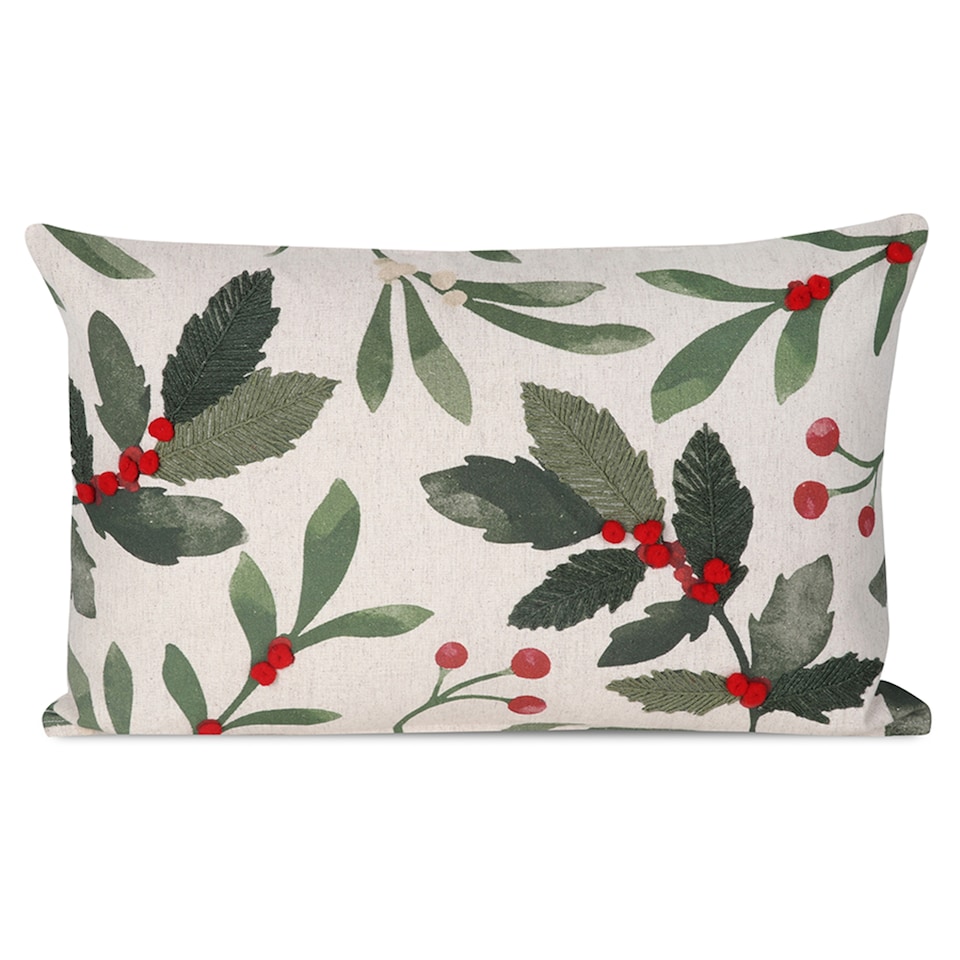 F&F Home Embroidered holly cushion 40x60cm