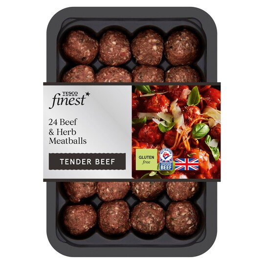 Tesco Finest 24 Beef & Herb Meatballs 672G Tesco Groceries