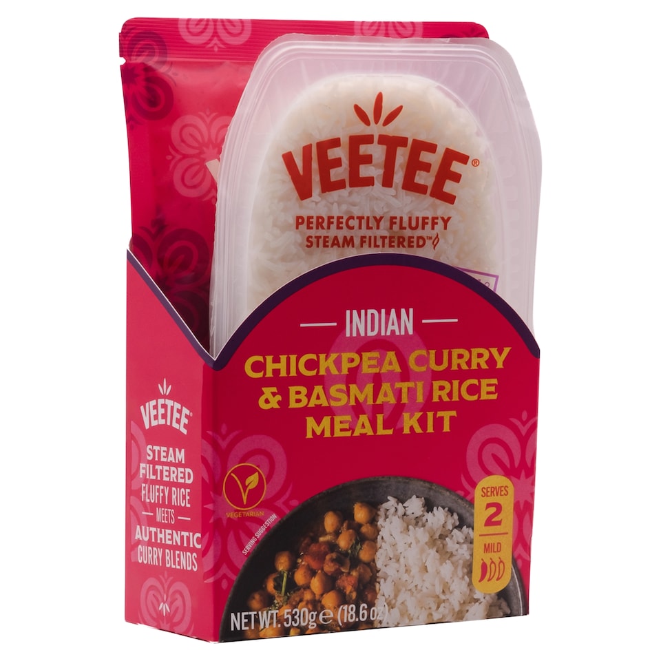 Veetee Indian Chickpea Curry and Steamed Basmati Rice Meal Kit 530g