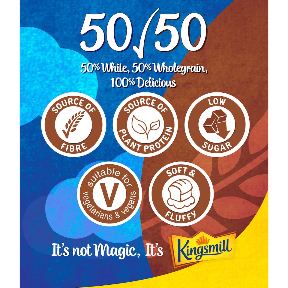 image 1 of Kingsmill 50/50 Soft White Thick Loaf Bread 800g