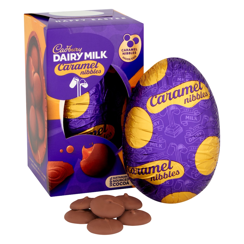 image 1 of Cadbury Dairy Milk Caramel Nibbles Chocolate Easter Egg 96g