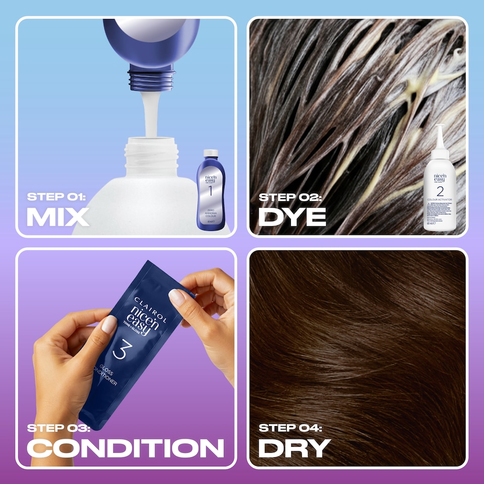 image 1 of CLAIROL NICE'N EASY TONE+GLOSS SEMI PERMANENT HAIR DYE - 403/82 DARK WARM BROWN
