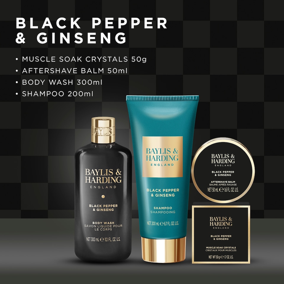 image 1 of Baylis & Harding Black Pepper & Ginseng Men's Body Care Kit Gift Set