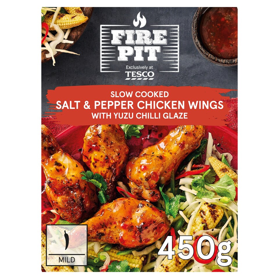 image 1 of Tesco Fire Pit Salt & Pepper Chicken Wings with A Yuzu Chilli Glaze 450g
