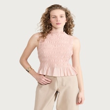 F&F Shirred Sleeveless Top in Pink