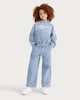image 1 of F&F Girls Cotton Rich Chase Dreams Oversized Hoodie in Blue