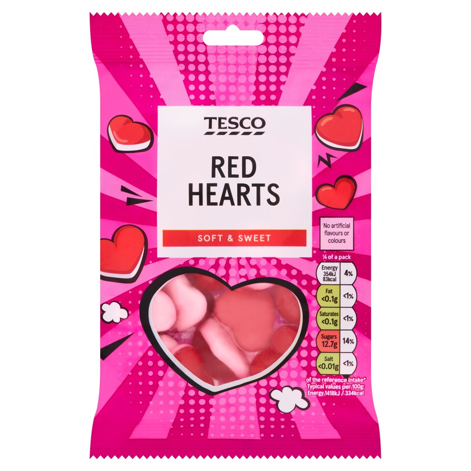 Tesco Red Hearts 100g