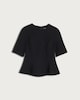 image 4 of F&F Ponte Seam Peplum Hem Top in Black