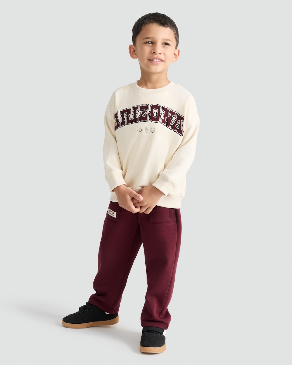 image 1 of F&F Boys 2-Piece Cotton Rich Arizona Sweatshirt and Joggers Set in Purple
