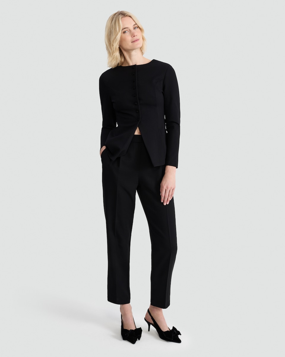 image 1 of F&F Button Front Long Sleeve Blouse in Black
