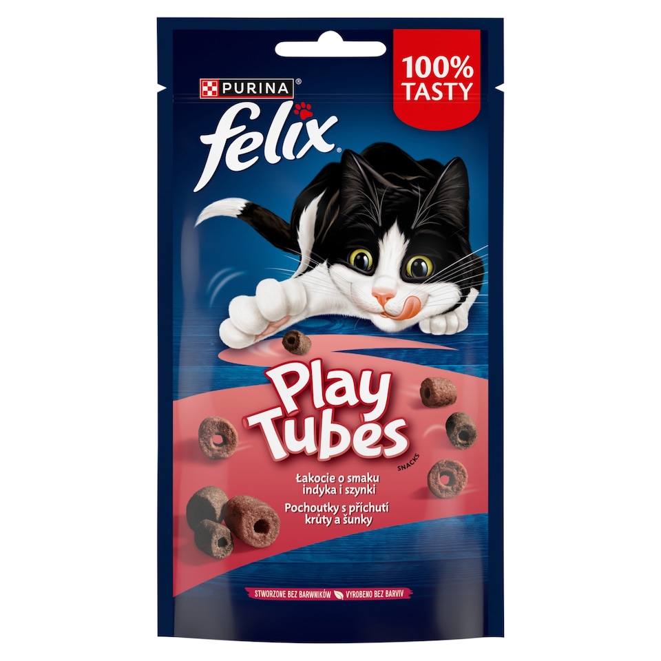 Obrázek 1 pro produkt Felix Play Tubes pamlsky pro kočky krůta, šunka 50g