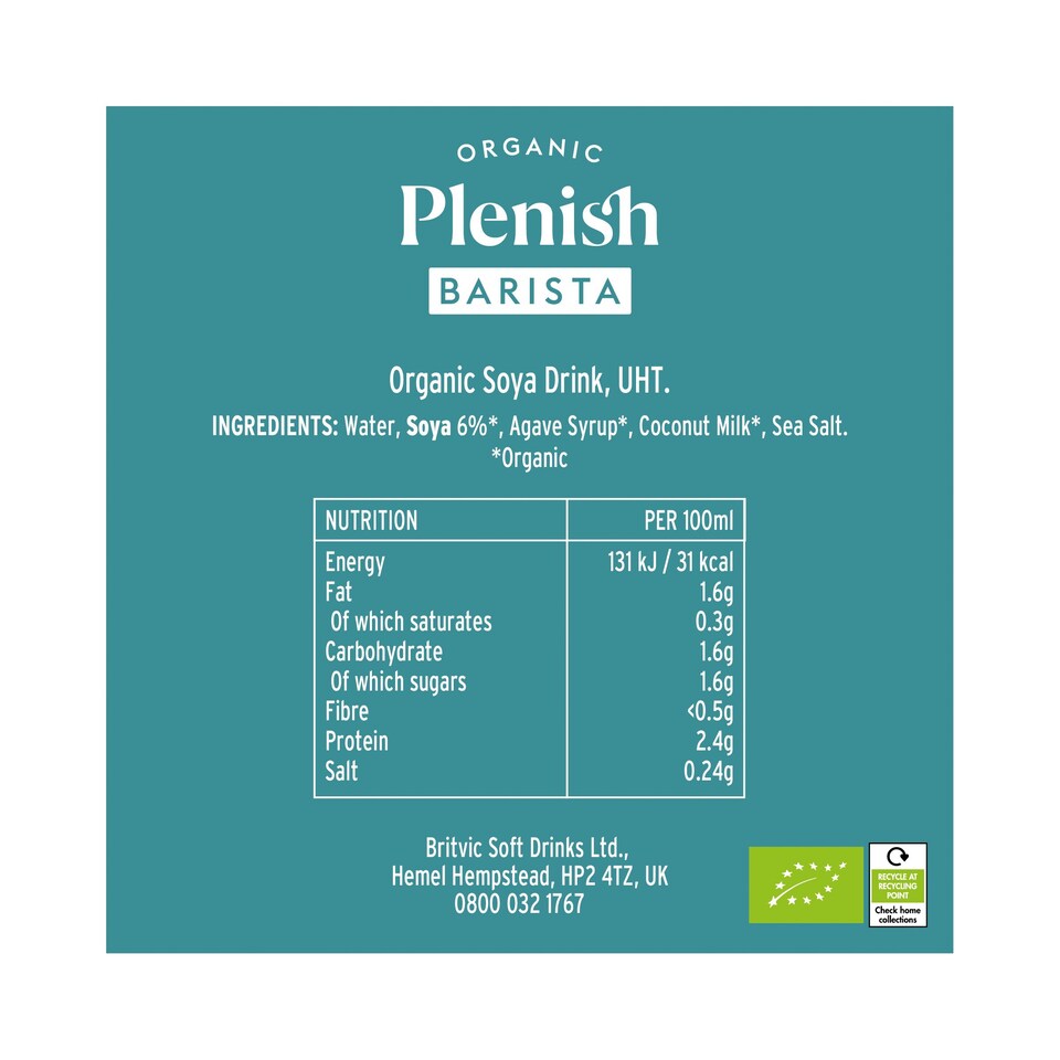 image 1 of Plenish Organic Barista Soya 1L