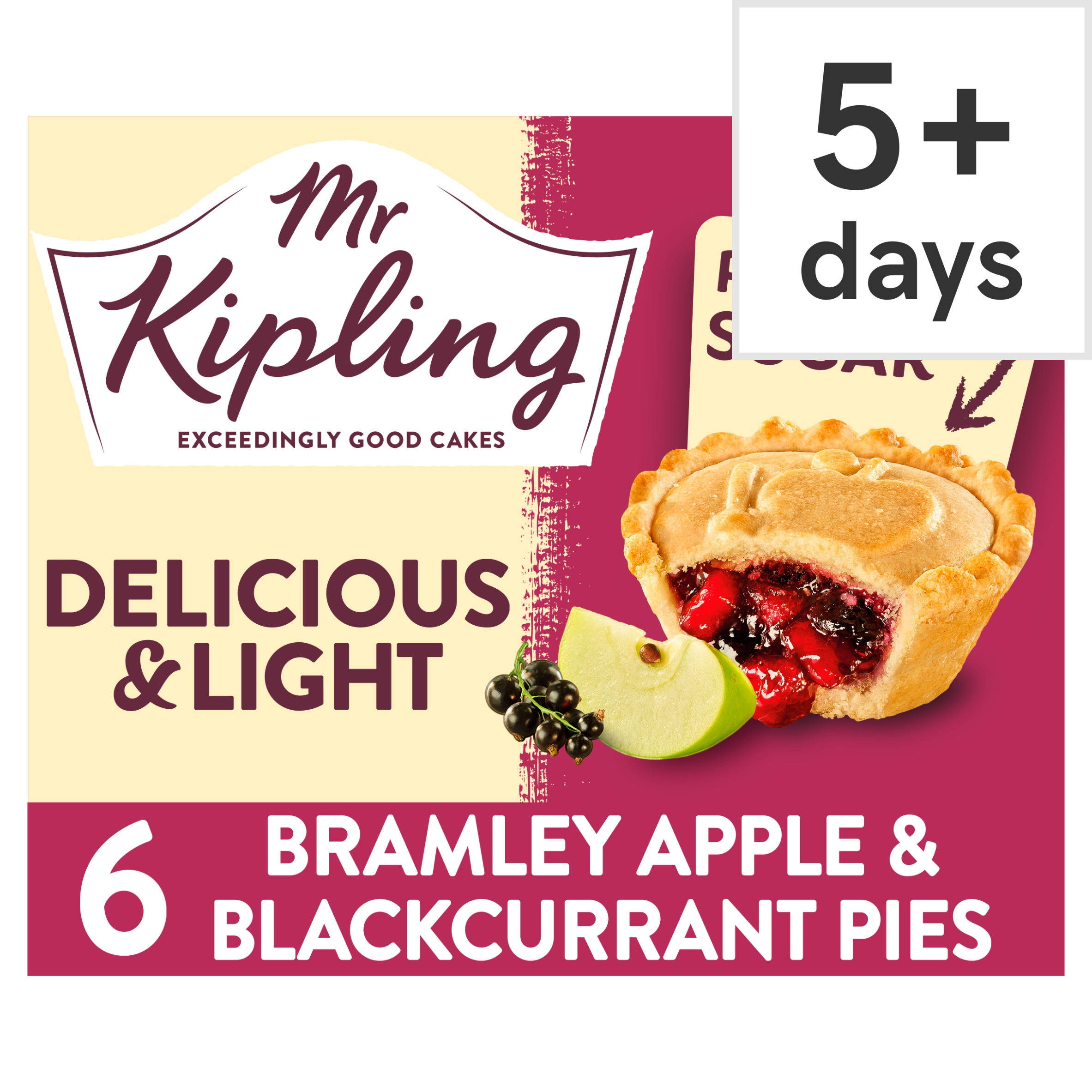 Mr Kipling Bramley Apple Blackcurrant Pie 30 Less Sugar 6 Pack Mr Kipling Bramley Apple Blackcurrant Pie 30 Less Sugar 6 Pack