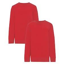 F&F School Unisex 2-Pack Cotton Rich Sweatshirts in Red