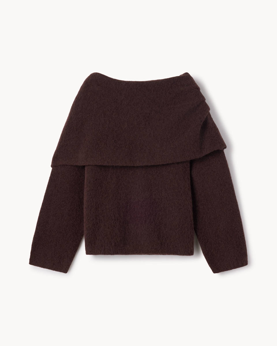 image 1 of F&F Cape Knitted Jumper in Burgundy
