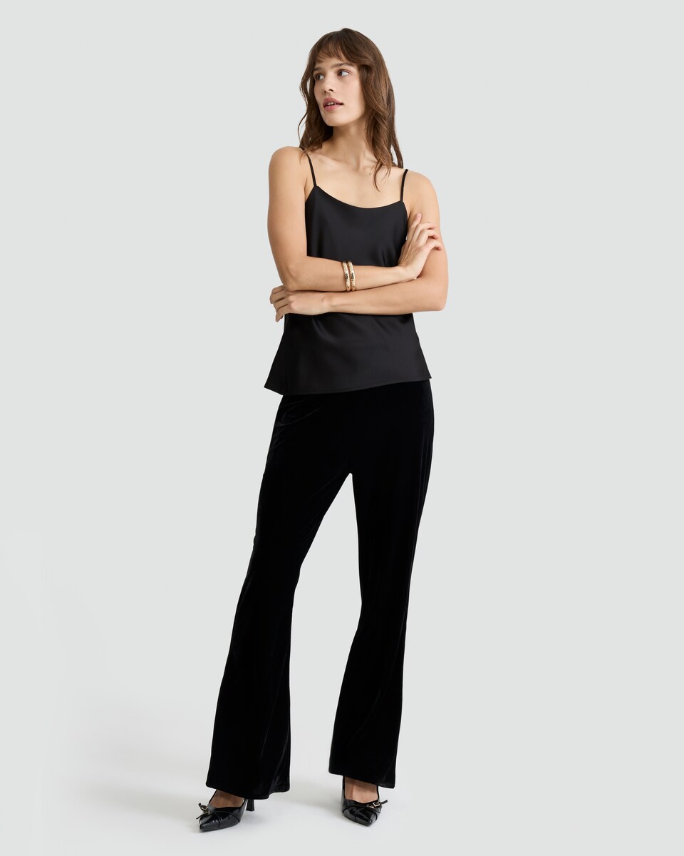 image 1 of F&F Satin Strappy Cami Top in Black