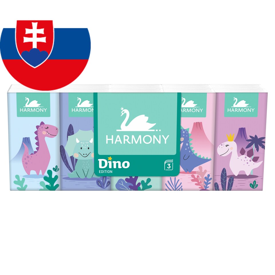 obrázok 1 z Harmony Dino papierové vreckovky 3 vrstvy 10 x 10 ks