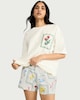 image 1 of F&F Pure Cotton Floral Print Short Pyjama Set in Cream