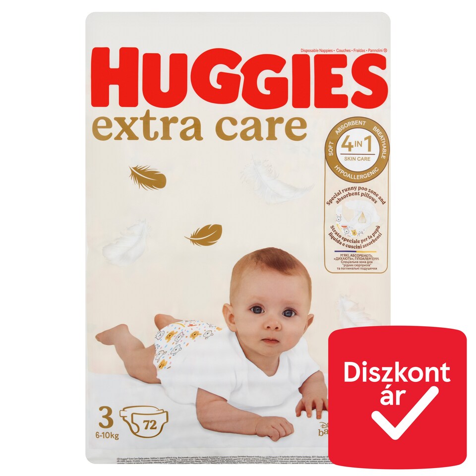 Huggies Extra Care 3 6-10 kg eldobható pelenkák 72 db  1. kép