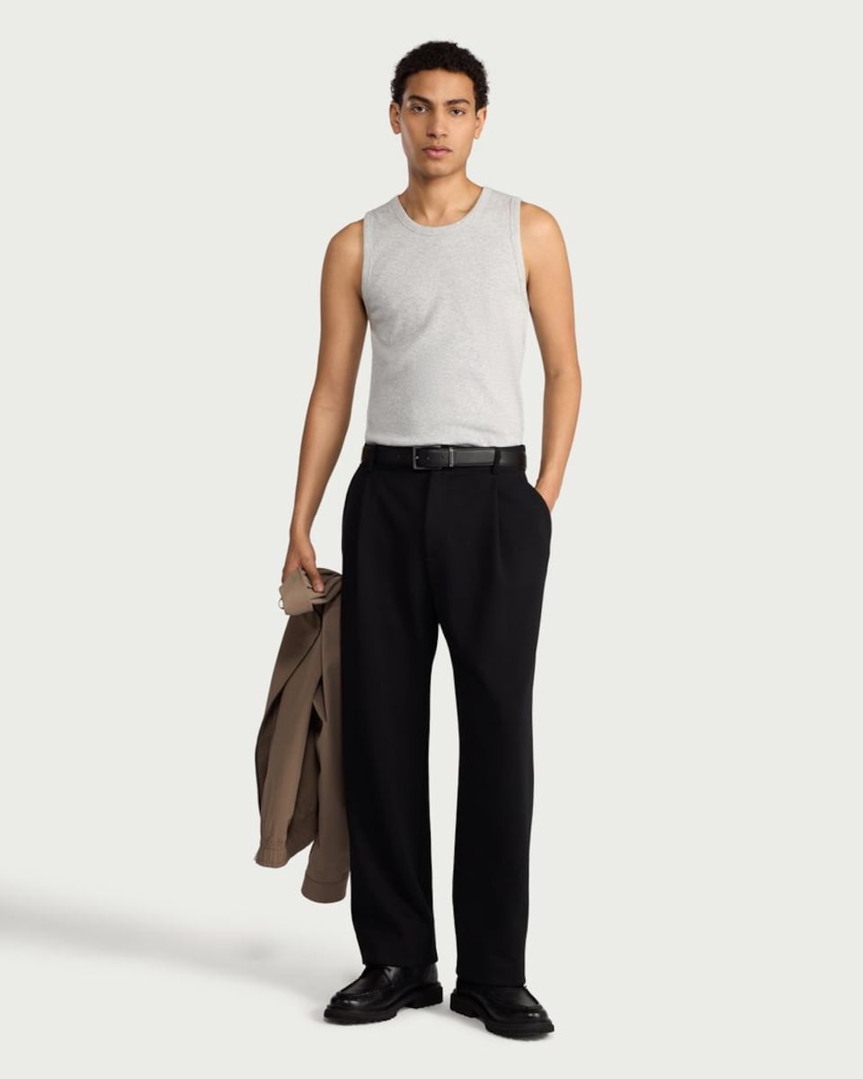 image 1 of F&F Cotton Rich Ribbed Vest in Grey