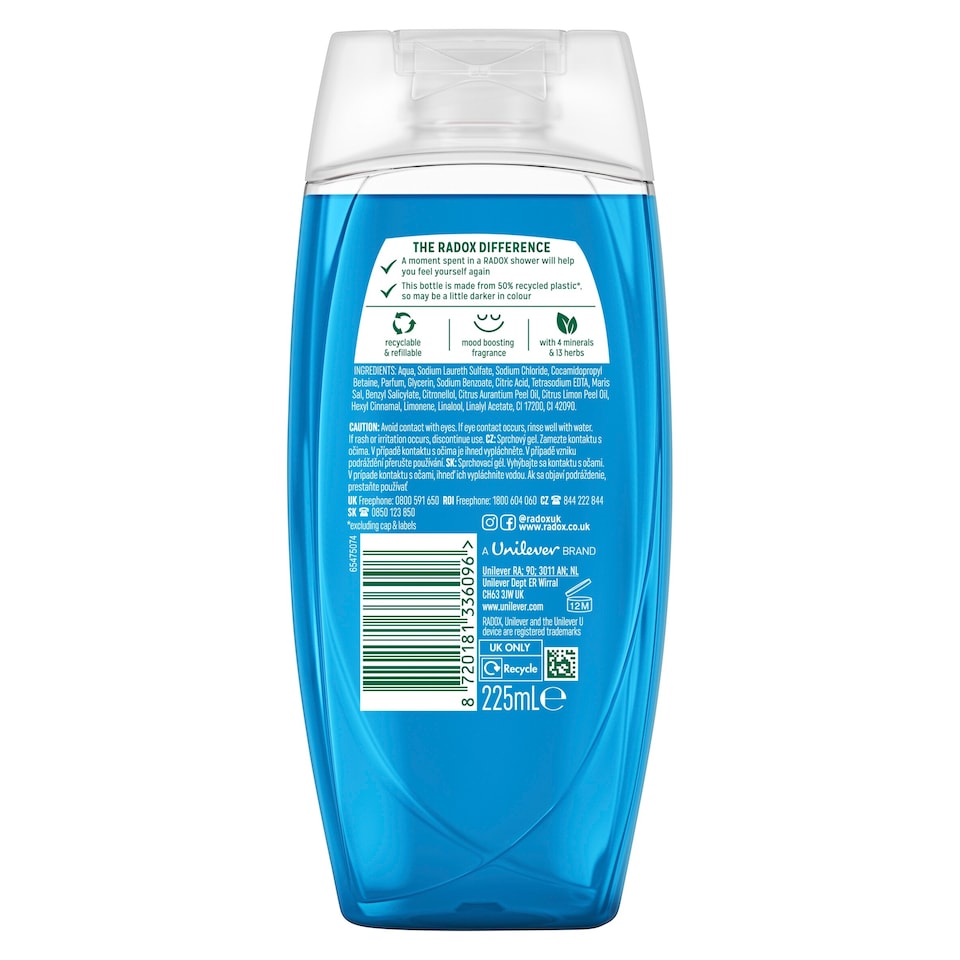 image 1 of Radox Sea Salt & Lemongrass Feel Active Shower Gel Body Wash 225ml