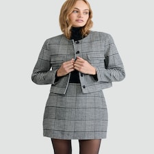 F&F Check Cropped Jacket in Black
