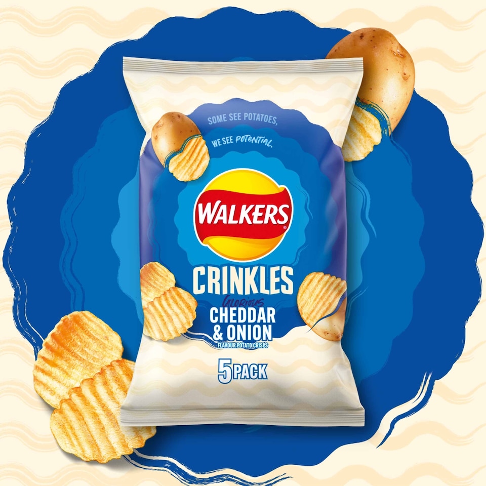 image 1 of Walkers Crinkles Cheddar Cheese & Onion Crisps 5 X 23G