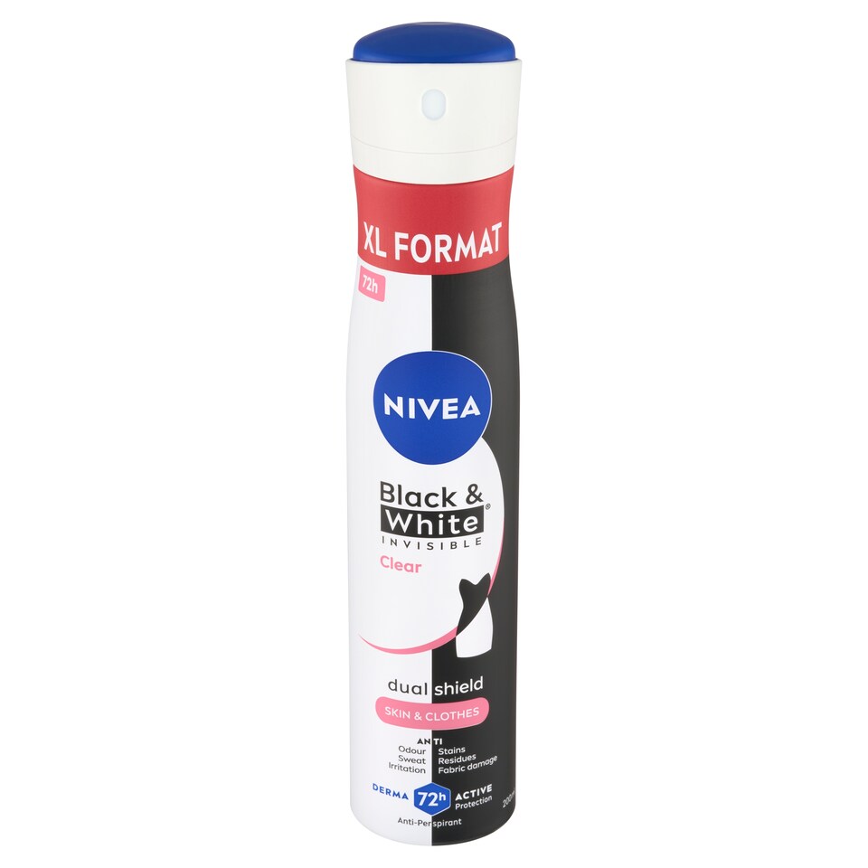 Obrázek 1 pro produkt Nivea Black & White Invisible Clear Sprej antiperspirant 200ml