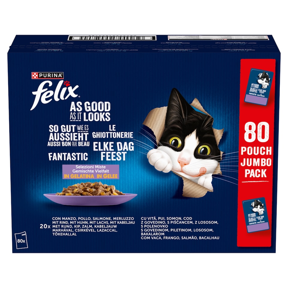 Purina Felix Fantastic vegyes válogatás aszpikban nedves macskaeledel 80 x 85 g  1. kép