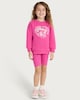 image 1 of F&F Girls 2-Piece Cotton Rich Unicorn Print Sweatshirt and Cycling Shorts Set in Pink